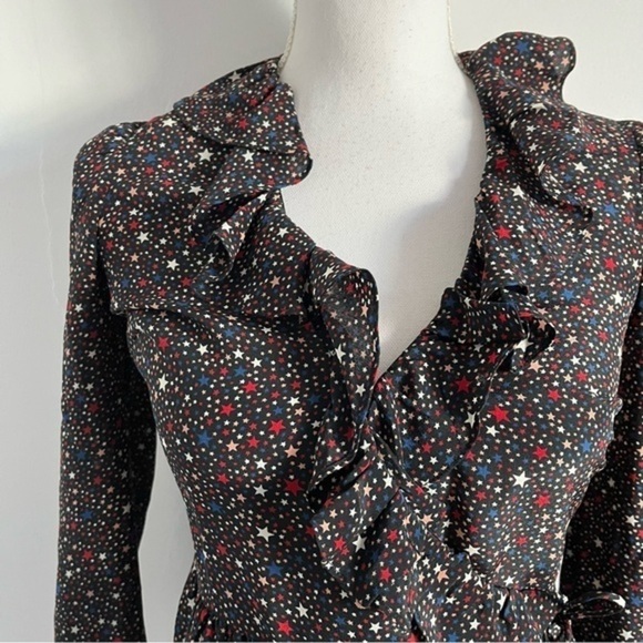 Madewell • Silk Ruffle-Hem Wrap Top in Starry Night - Picture 8 of 11
